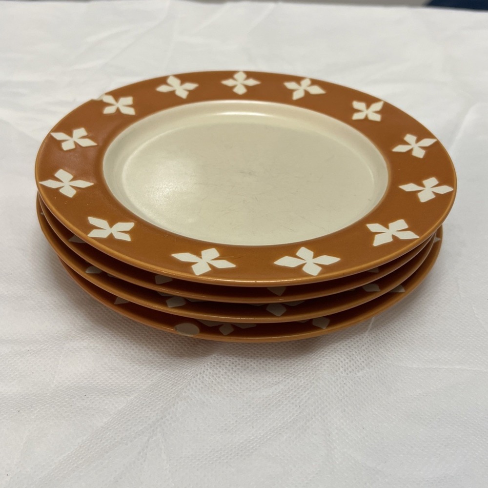 Vtg Pottery Barn Dune Persimmon Salad Plates 4 Retro MCM Boho Replacement